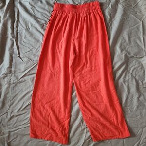 Vibrant Linen Coral Pants